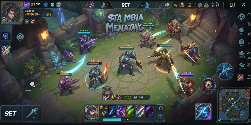 Tampilan aksi seru dalam permainan MOBA 9ET yang penuh strategi.