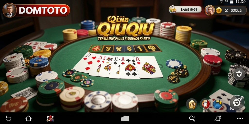 Tampilan aksi seru gameplay QiuQiu di DOMTOTO.