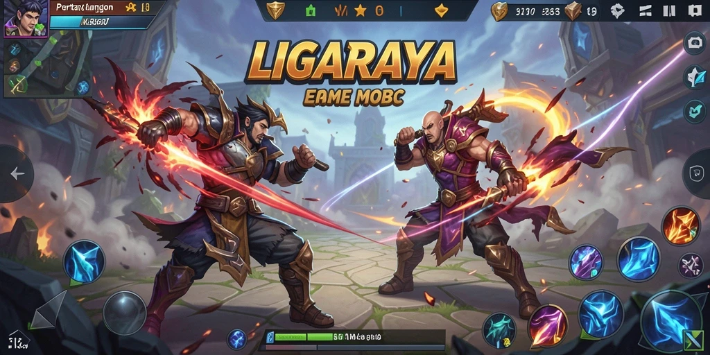 Tampilan gameplay seru dalam LIGARAYA dengan aksi tim yang intens.