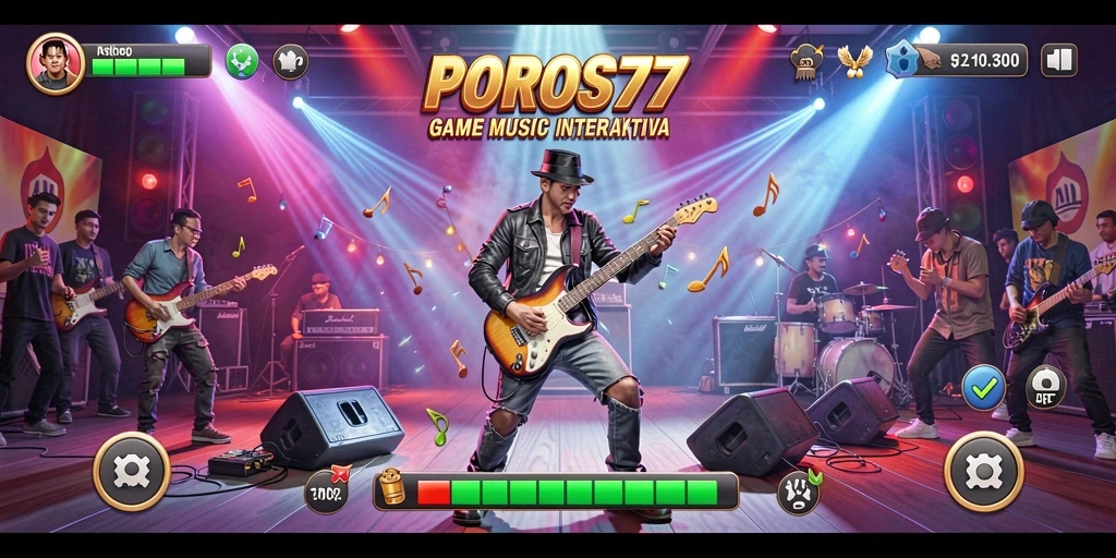 Screenshot POROS77 menampilkan gameplay musik yang seru dan interaktif.