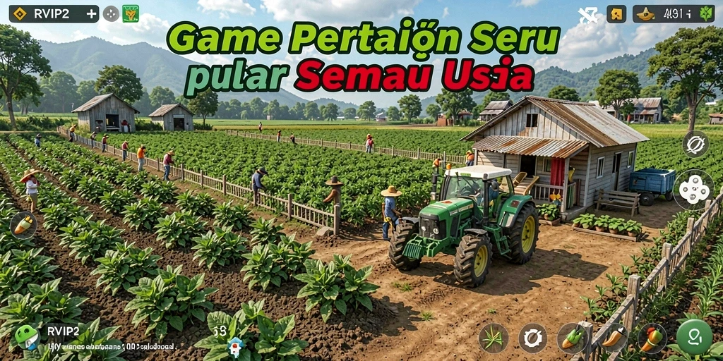 Screenshot gameplay RVIP2 yang menampilkan aktivitas pertanian yang seru.