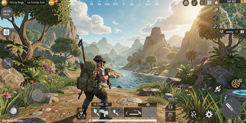 Tampilan gameplay <strong>SKY99</strong> yang penuh aksi di dunia terbuka.